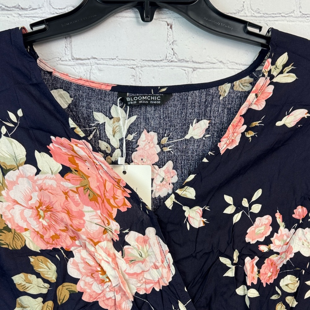 BloomChic Navy Floral Midi Dress Plus Size 2X - Picture 4 of 6